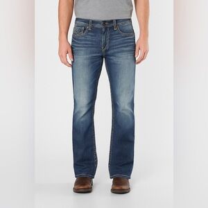 Buckle Black Mens Jeans 31x30 Straight Leg Thick Stitch Faded Medium Blue